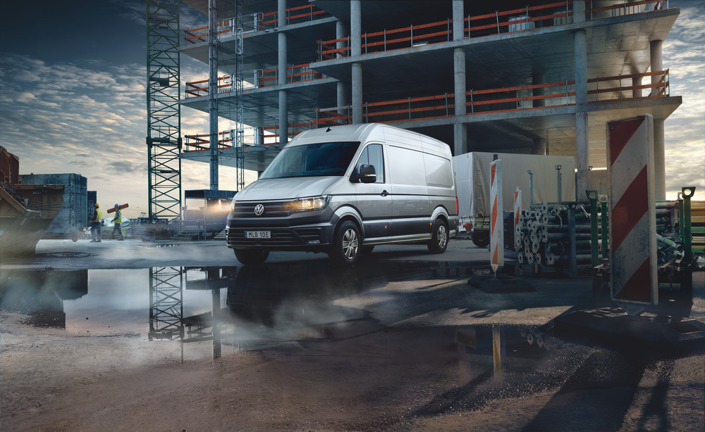 Volkswagen Transportbil på byggarbetsplats